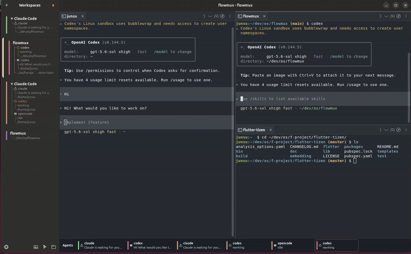 flowmux switching between built-in terminal themes